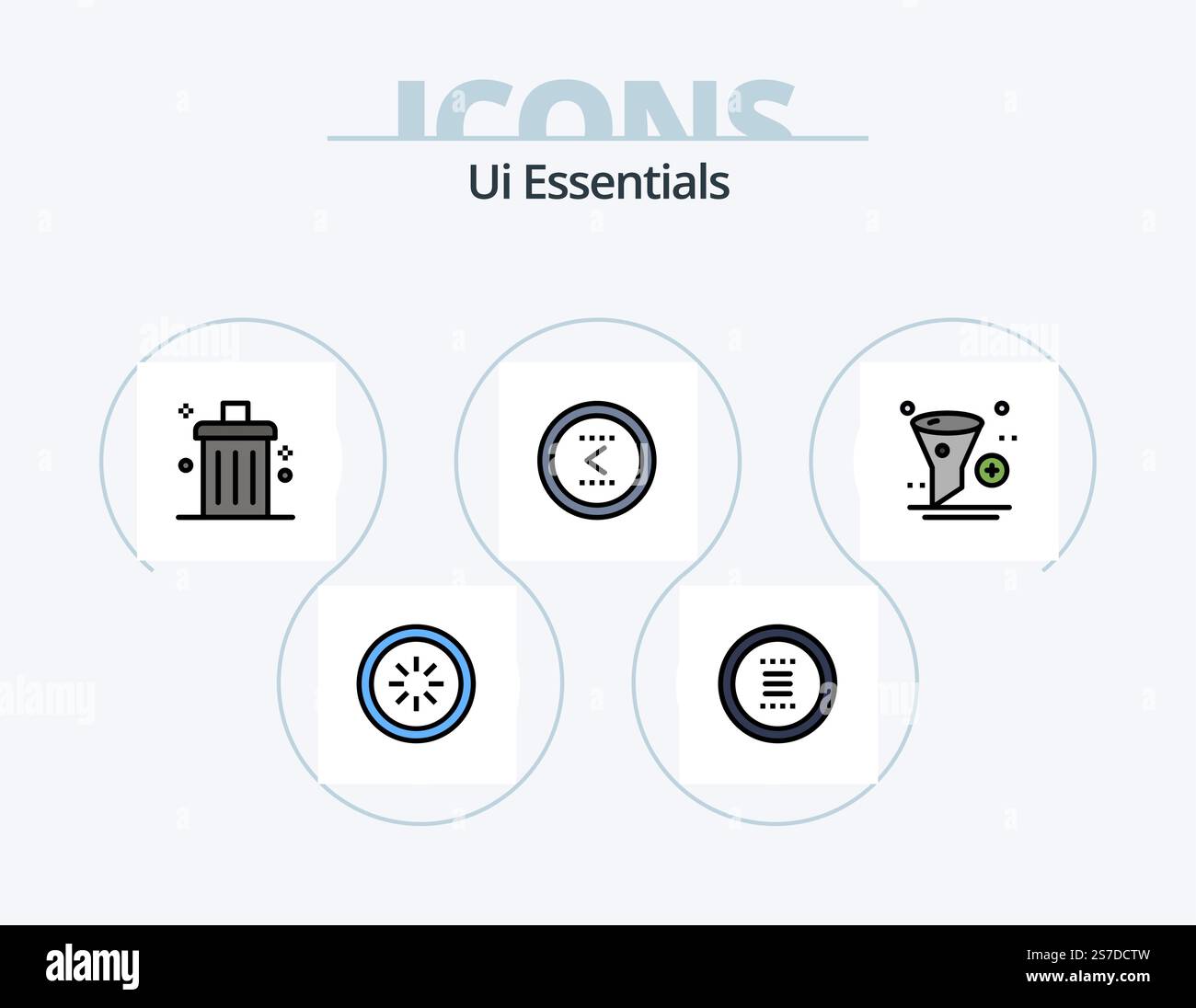 Ui Essentials Line Filled Icon Pack 5 Icon Design. interface. creative. ui. previous. interface Stock Vector