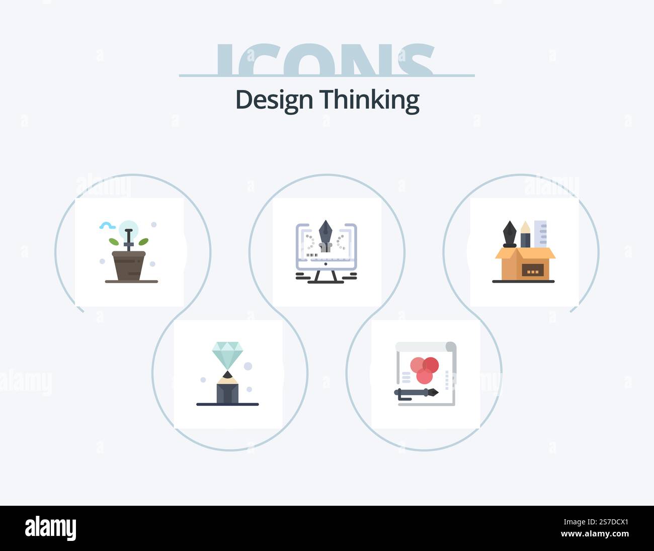 Design Thinking Flat Icon Pack 5 Icon Design. drawing. plant. rgb ...