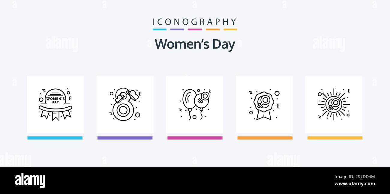 Womens Day Line 5 Icon Pack Including calendar. symbol. flower. invite ...