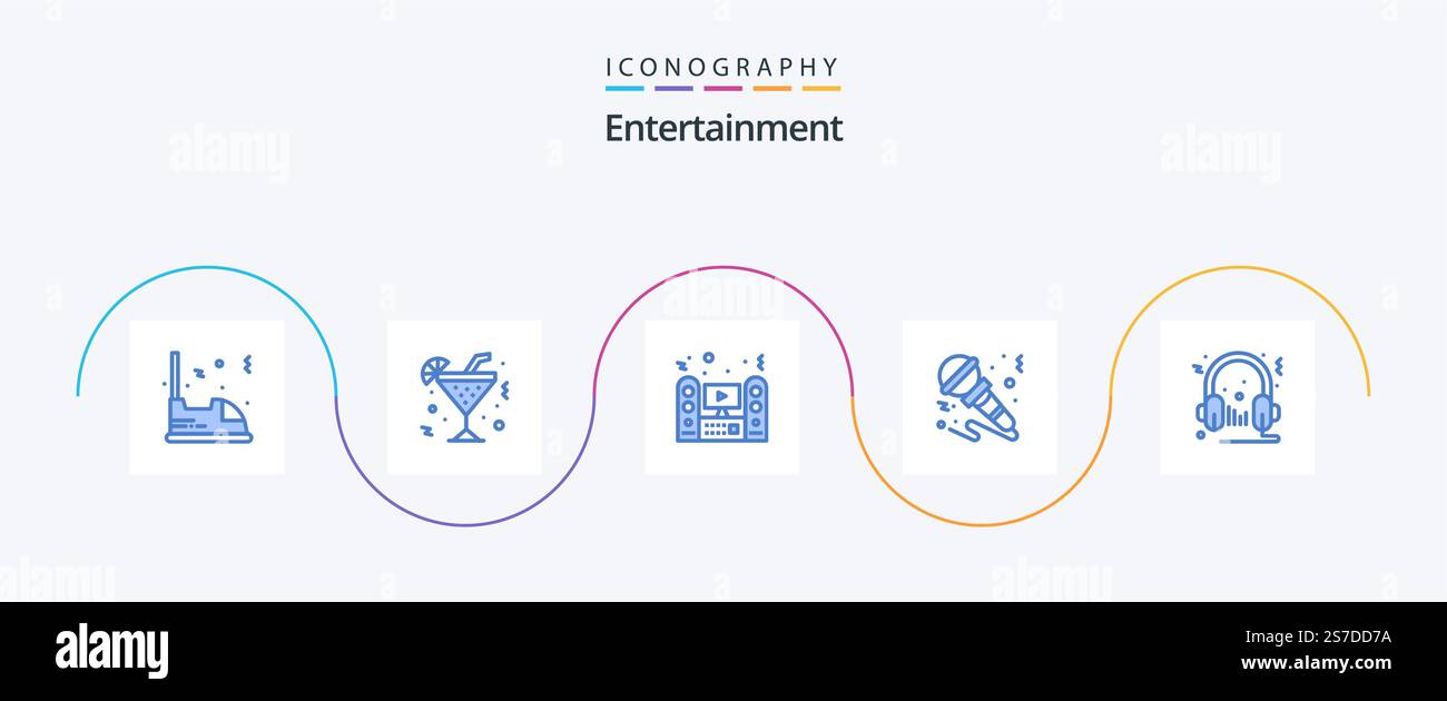 Entertainment Blue 5 Icon Pack Including music. mic. beverage ...