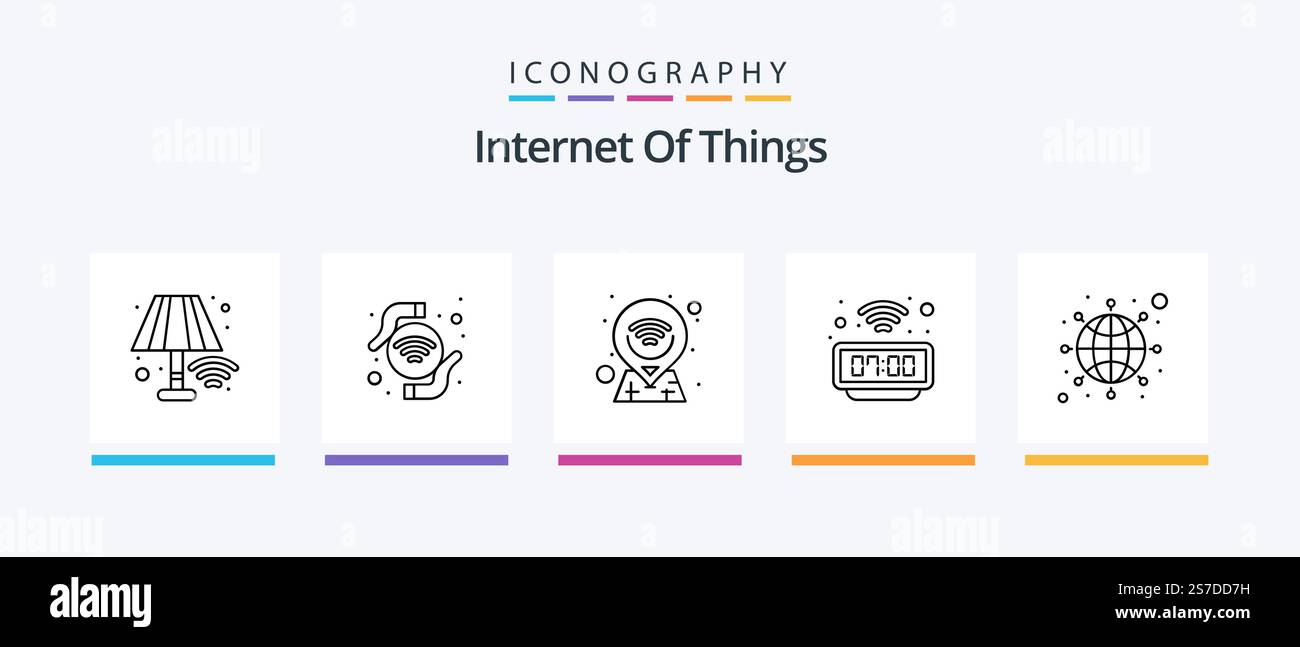 Internet Of Things Line 5 Icon Pack Including . map. phone. location ...