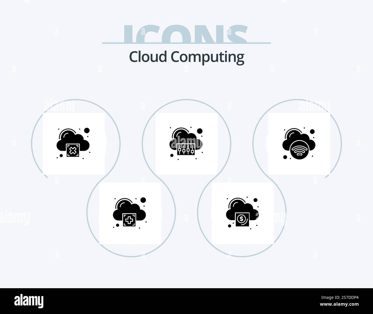 Cloud Computing Glyph Icon Pack 5 Icon Design. internet. technology. cloud. storage. cloud Stock Vector