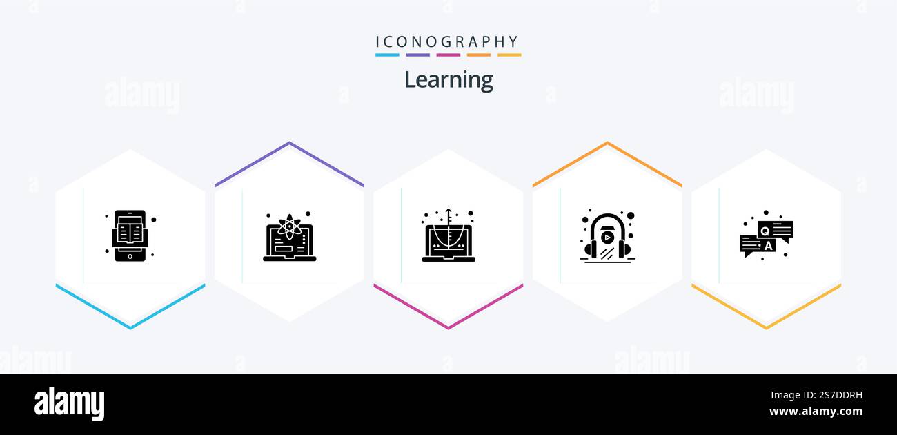 Learning 25 Glyph icon pack including qa. play. calculate. learning. e learning Stock Vector