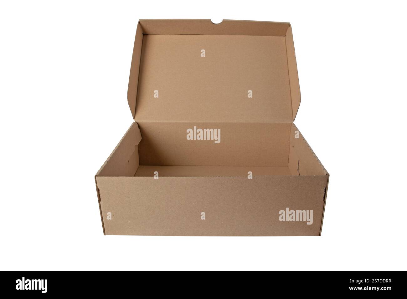 Brown open kraft paper box isolated on white. Kraft carton rectangular ...