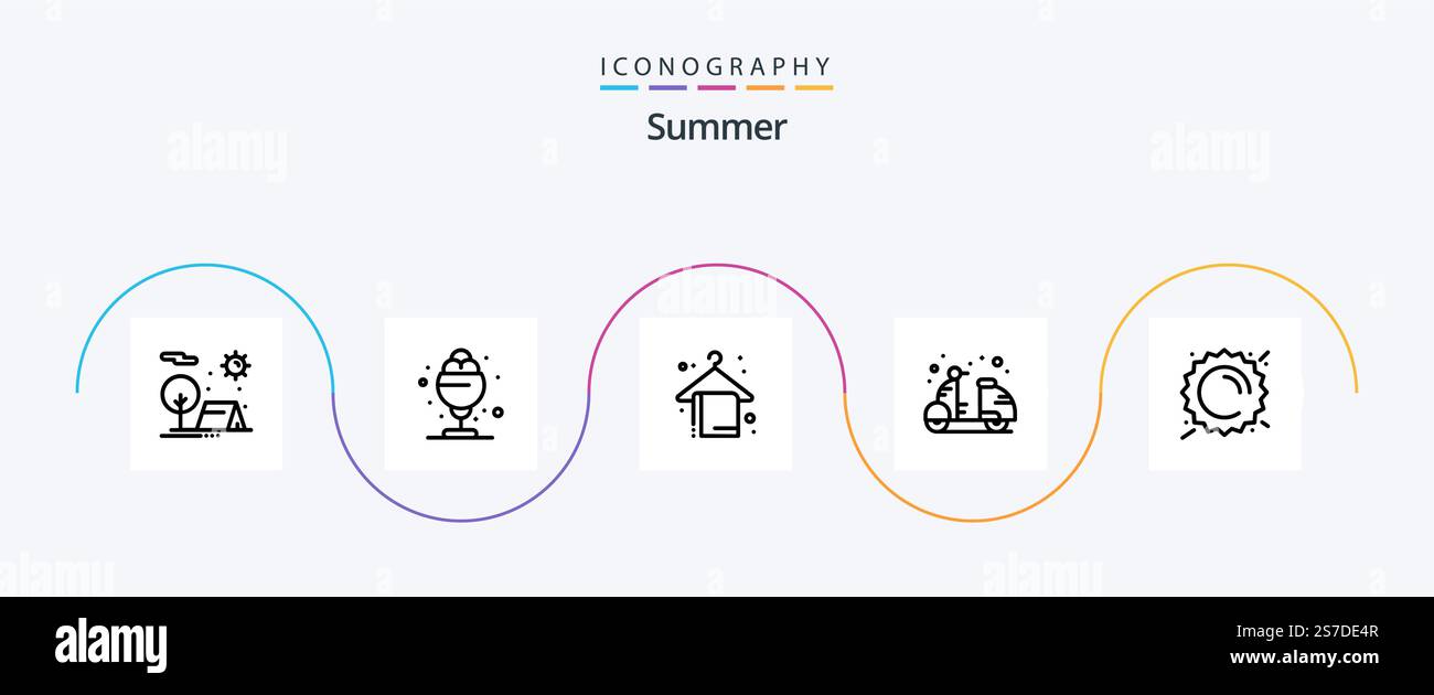 Summer Line 5 Icon Pack Including summer. cruiser. treat. bike. summer ...