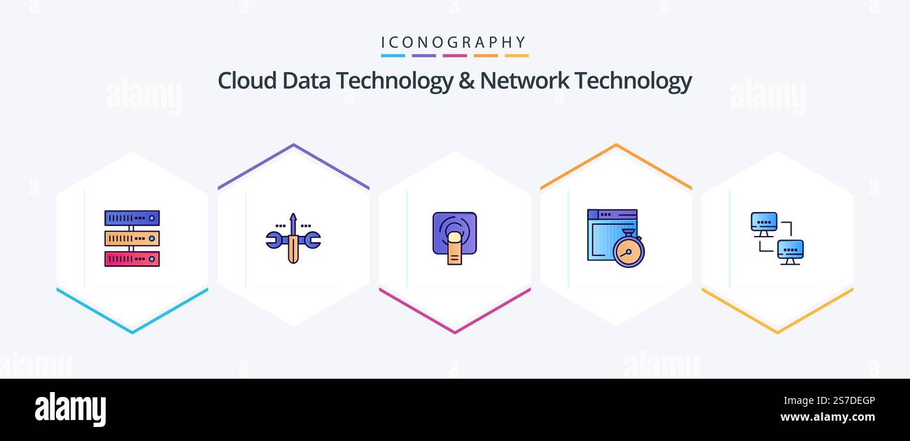 Cloud Data Technology And Network Technology 25 FilledLine icon pack ...