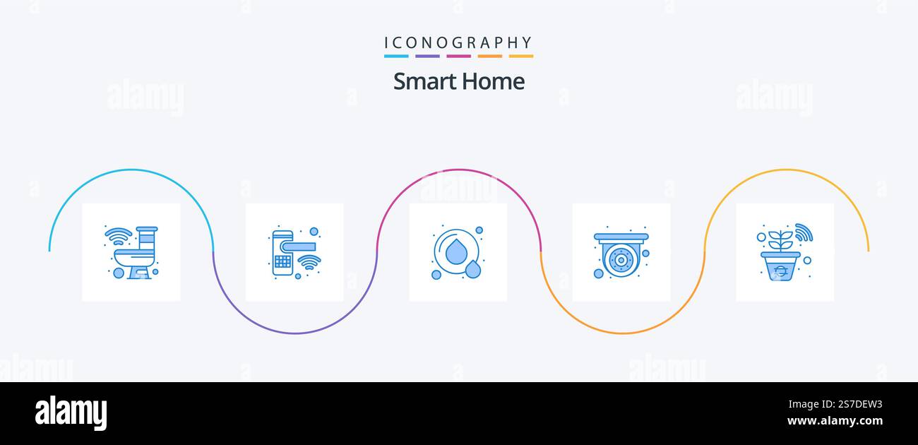 Smart Home Blue 5 Icon Pack Including plant. security. security. cctv ...