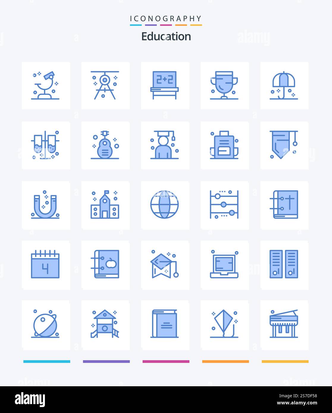 Creative Education 25 Blue icon pack Such As trophy. cup. drafting ...