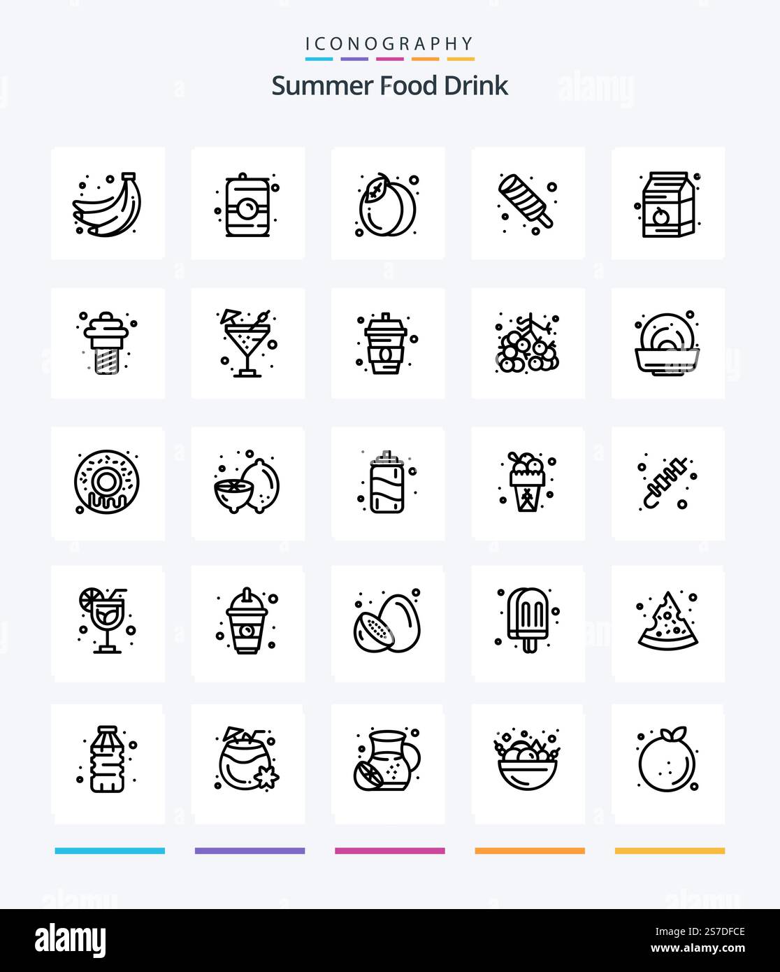 Creative Summer Food Drink 25 OutLine icon pack Such As drink. meal ...