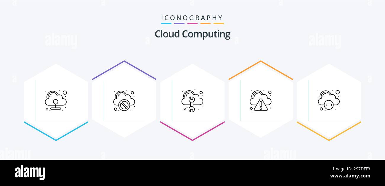 Cloud Computing 25 Line icon pack including minus. cloud. warning. cloud Stock Vector