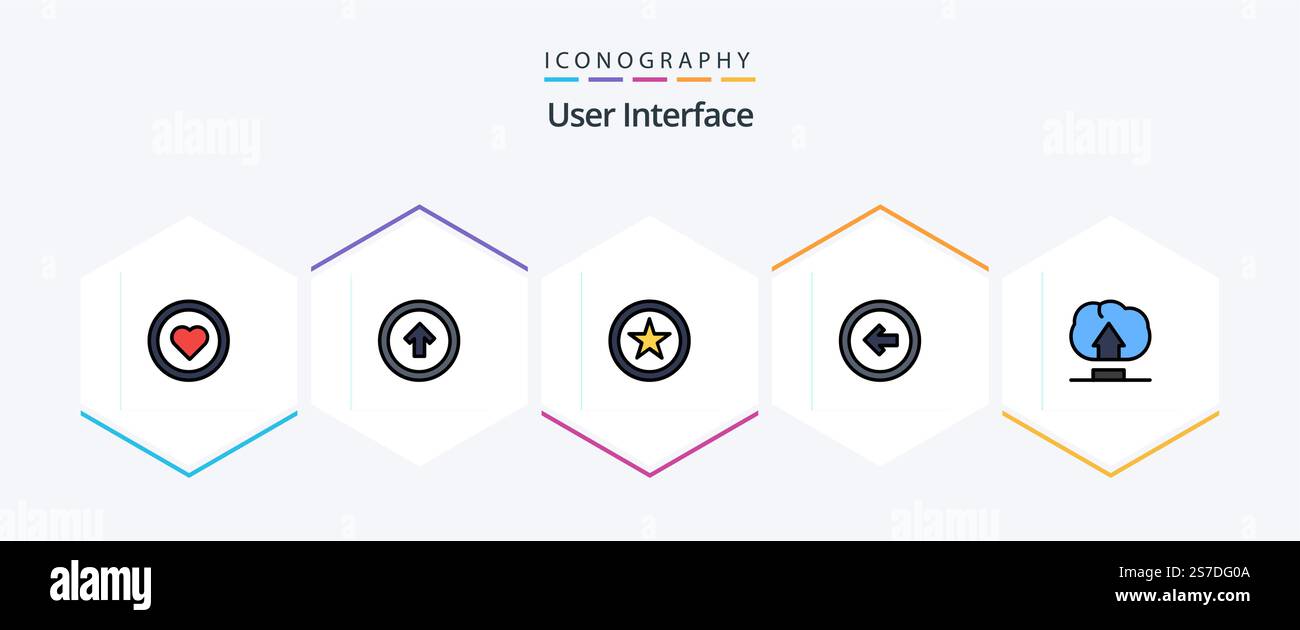 User Interface 25 FilledLine icon pack including interface. user interface. up. user. arrow Stock Vector
