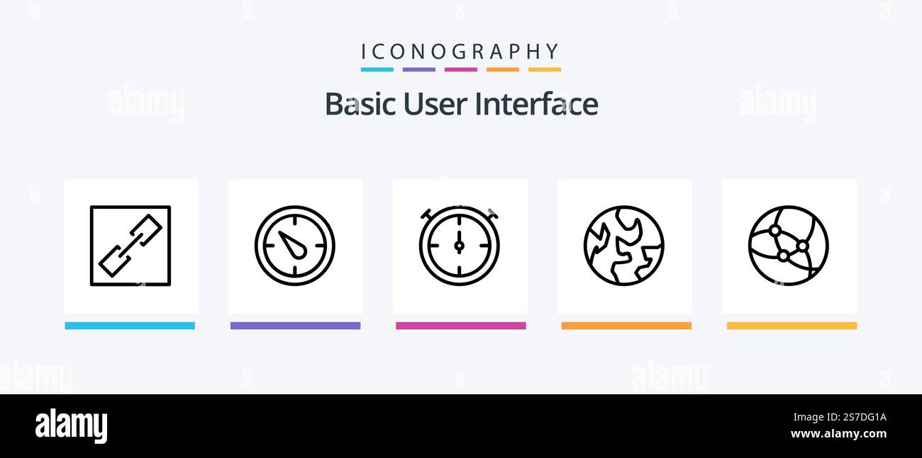 Basic Line 5 Icon Pack Including . stopwatch. plus. Creative Icons Design Stock Vector