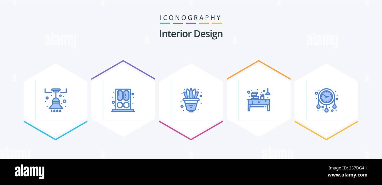 Interior Design 25 Blue icon pack including clock. office. flower ...