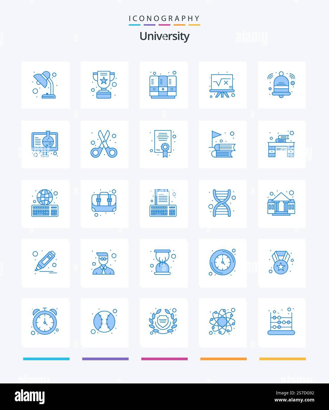 Creative University 25 Blue icon pack Such As bell. formula. school ...