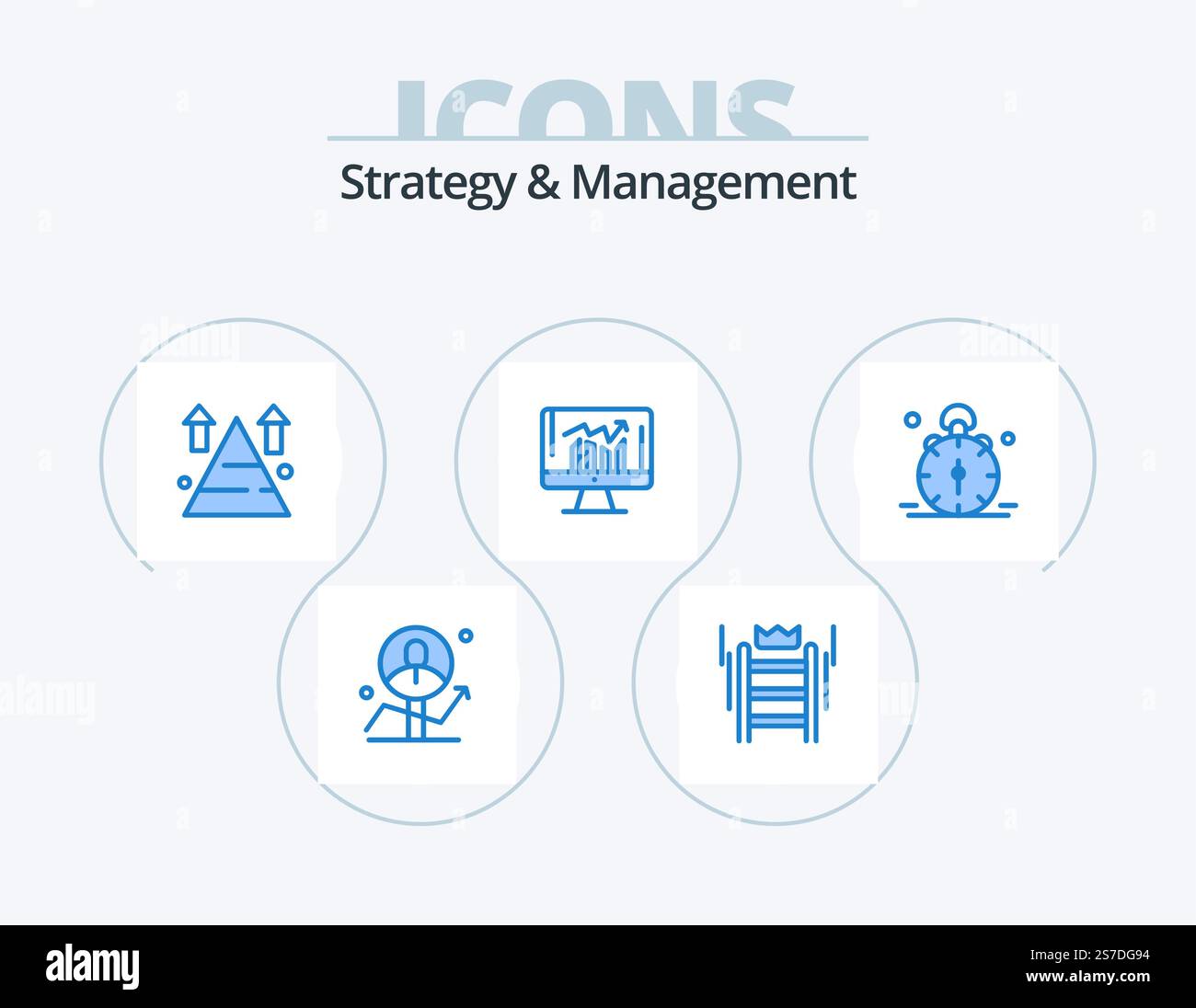 Strategy And Management Blue Icon Pack 5 Icon Design. report. business ...