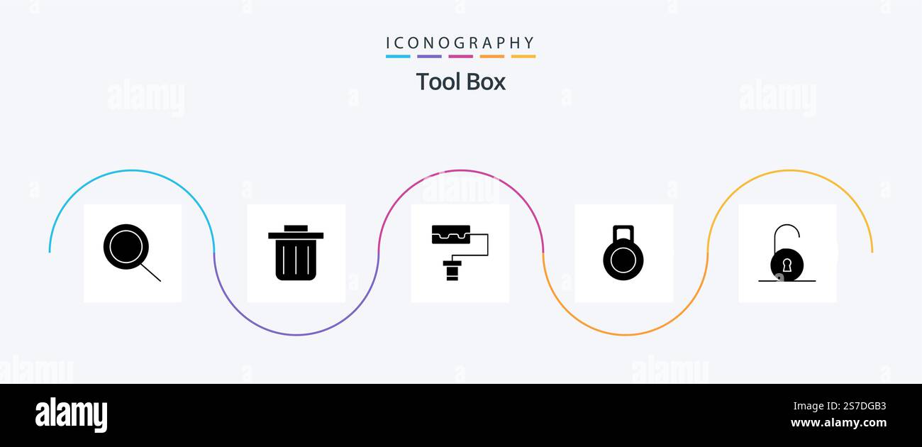 Tools Glyph 5 Icon Pack Including . padlock. Stock Vector
