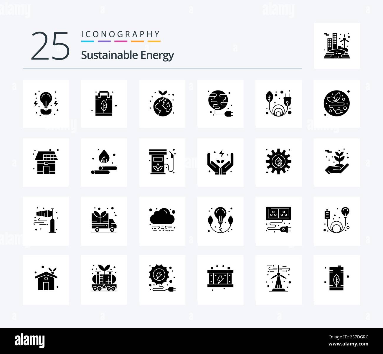Sustainable Energy 25 Solid Glyph icon pack including green energy ...