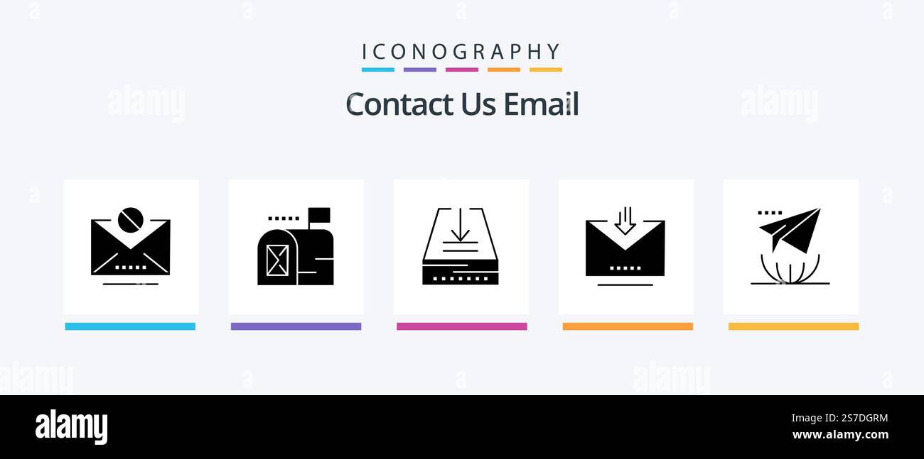 Email Glyph 5 Icon Pack Including letter. email. email. retrieve. email. Creative Icons Design Stock Vector