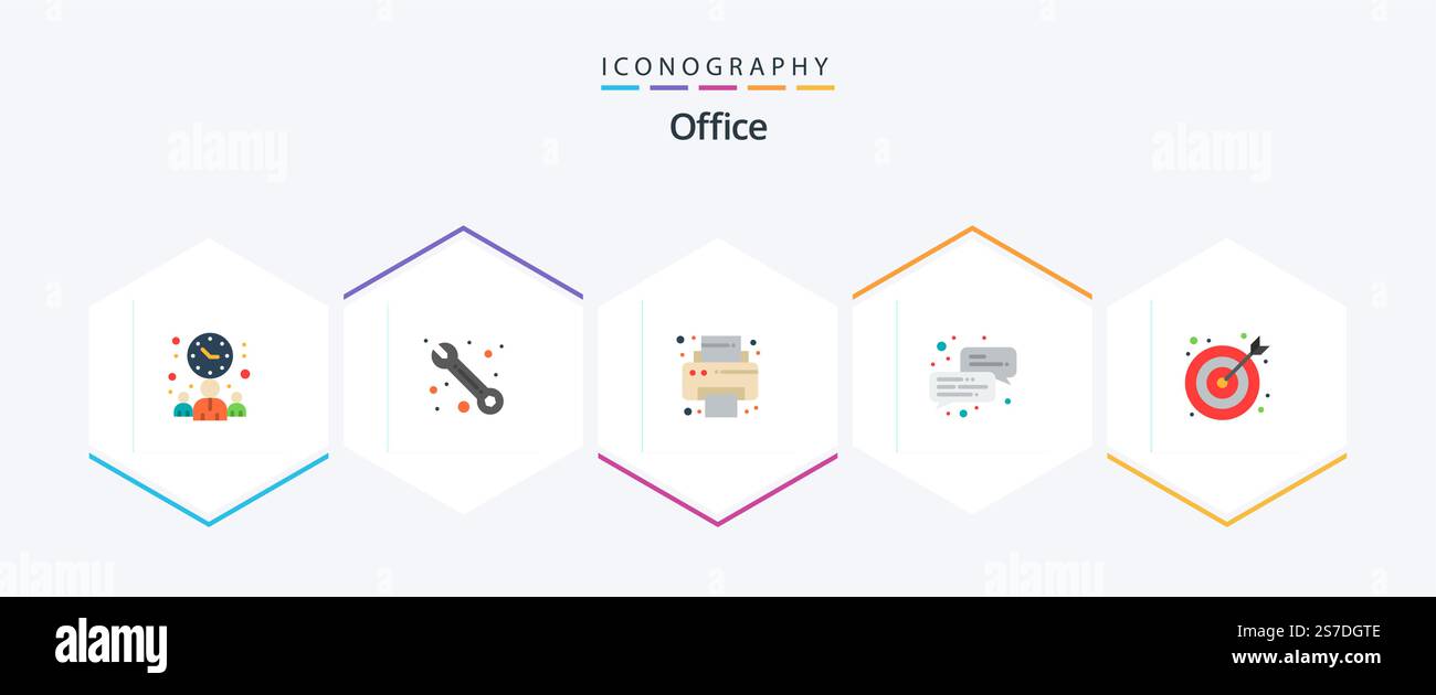 Office 25 Flat icon pack including . office. printer. center. office Stock Vector
