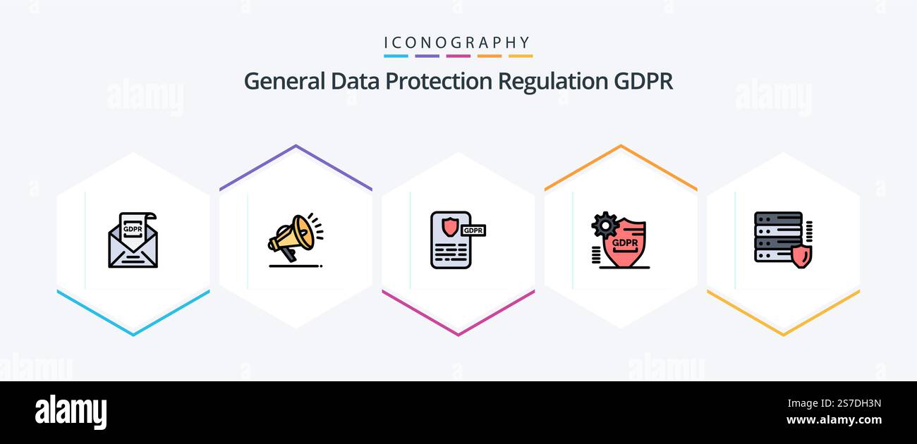 Gdpr 25 FilledLine icon pack including gdpr. secure. controller. protection. gdpr Stock Vector