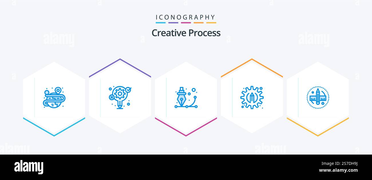 Creative Process 25 Blue icon pack including pencil. pencil. creative. process. process Stock Vector