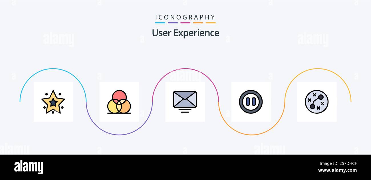 User Experience Line Filled Flat 5 Icon Pack Including . infection. mail. germs. pause Stock Vector