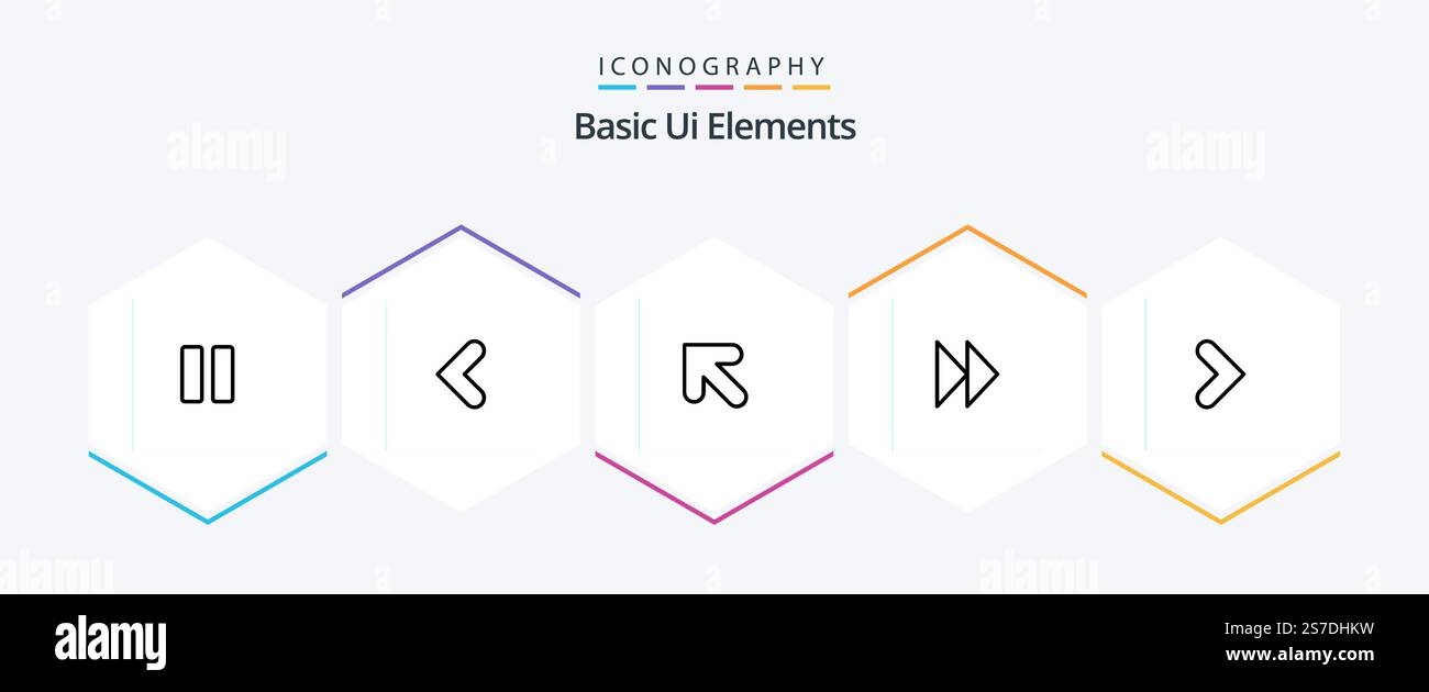 Basic Ui Elements 25 Line icon pack including forward. arrow. arrow. video. forward Stock Vector