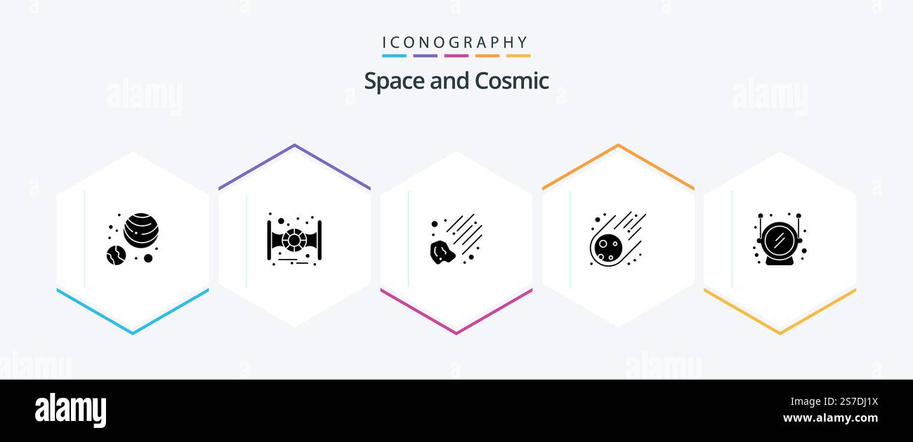 Space 25 Glyph icon pack including . safety. space. space. space Stock Vector