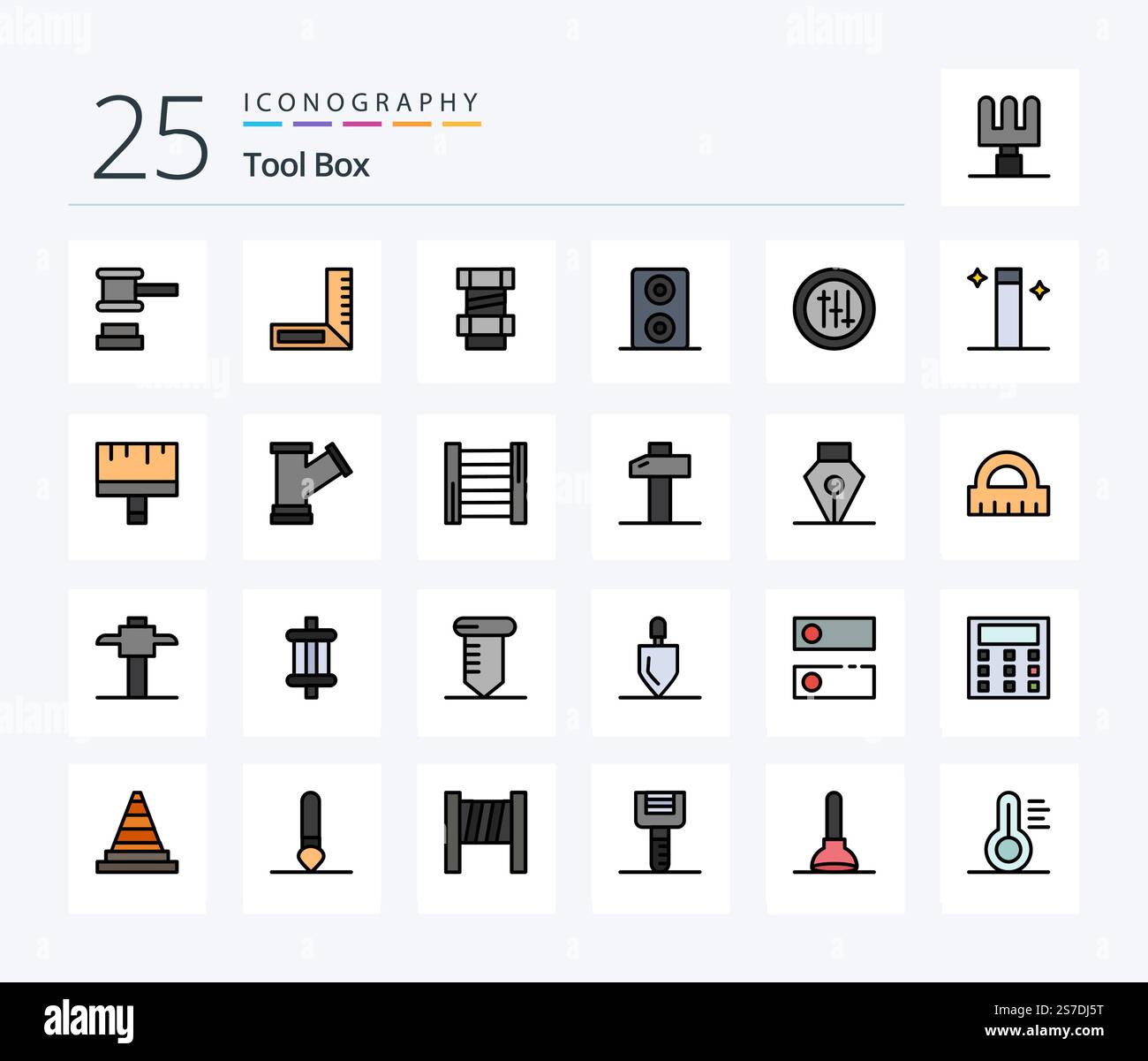 Tools 25 Line Filled icon pack including tools. brush. options. art. wand Stock Vector