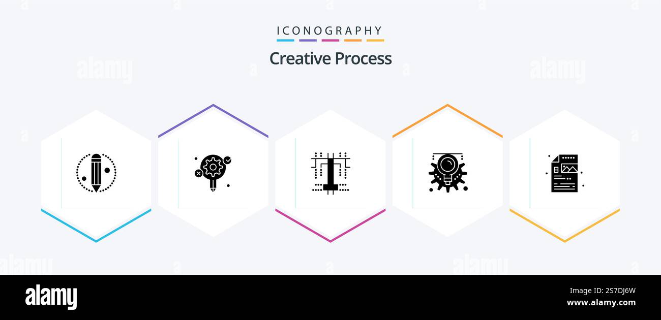 Creative Process 25 Glyph icon pack including image. process. process. creative. creative Stock Vector