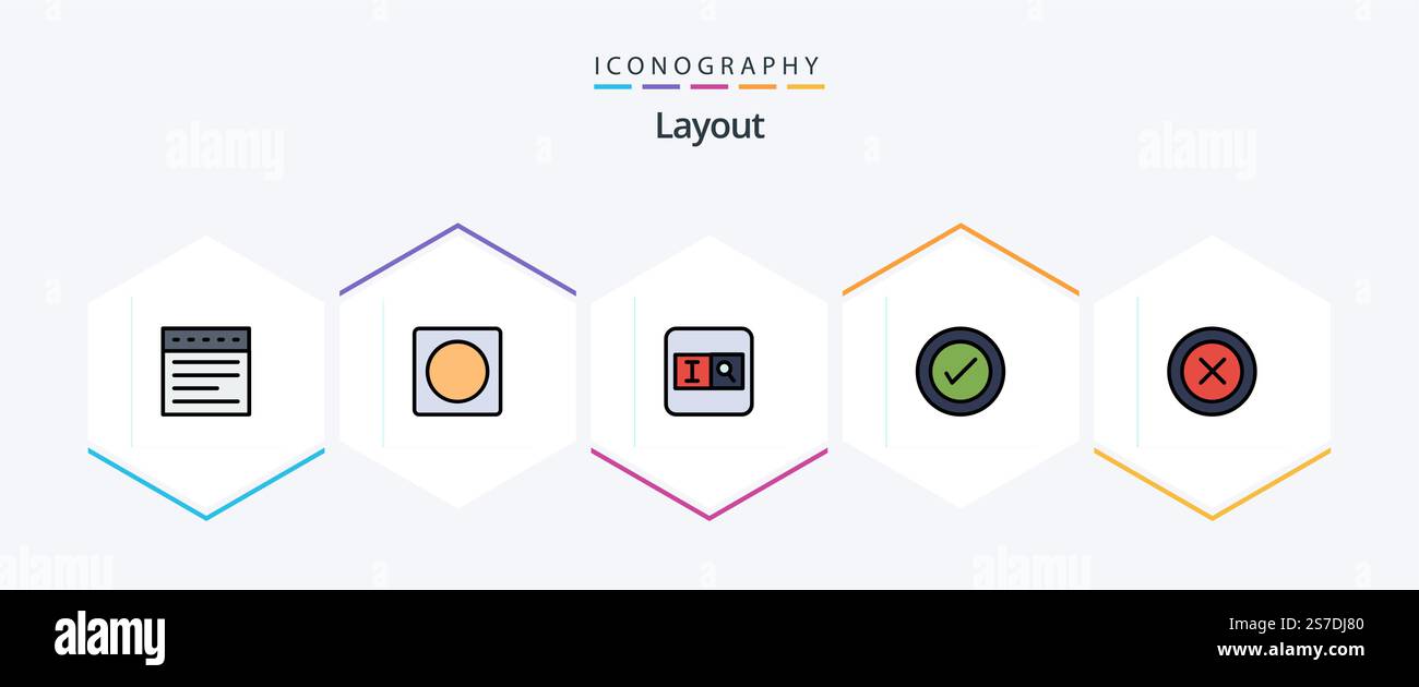 Layout 25 FilledLine icon pack including . search. . ux Stock Vector