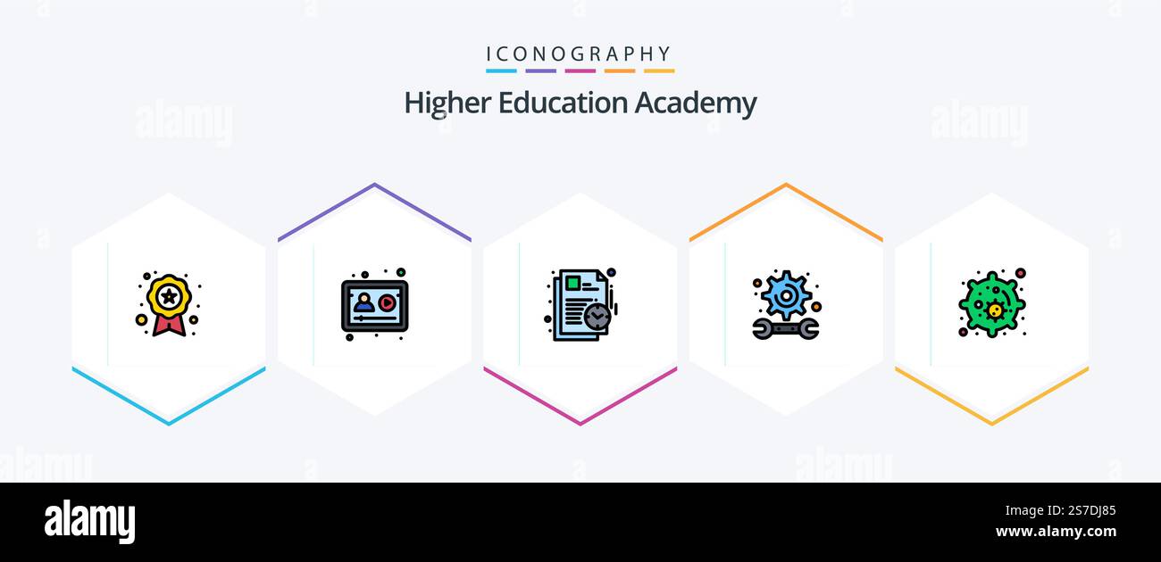 Academy 25 FilledLine icon pack including cell. study. plan. engineering. academy Stock Vector