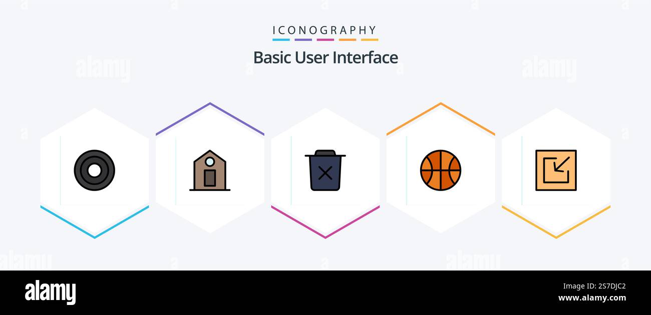 Basic 25 FilledLine icon pack including import. web. bin. set. basic Stock Vector