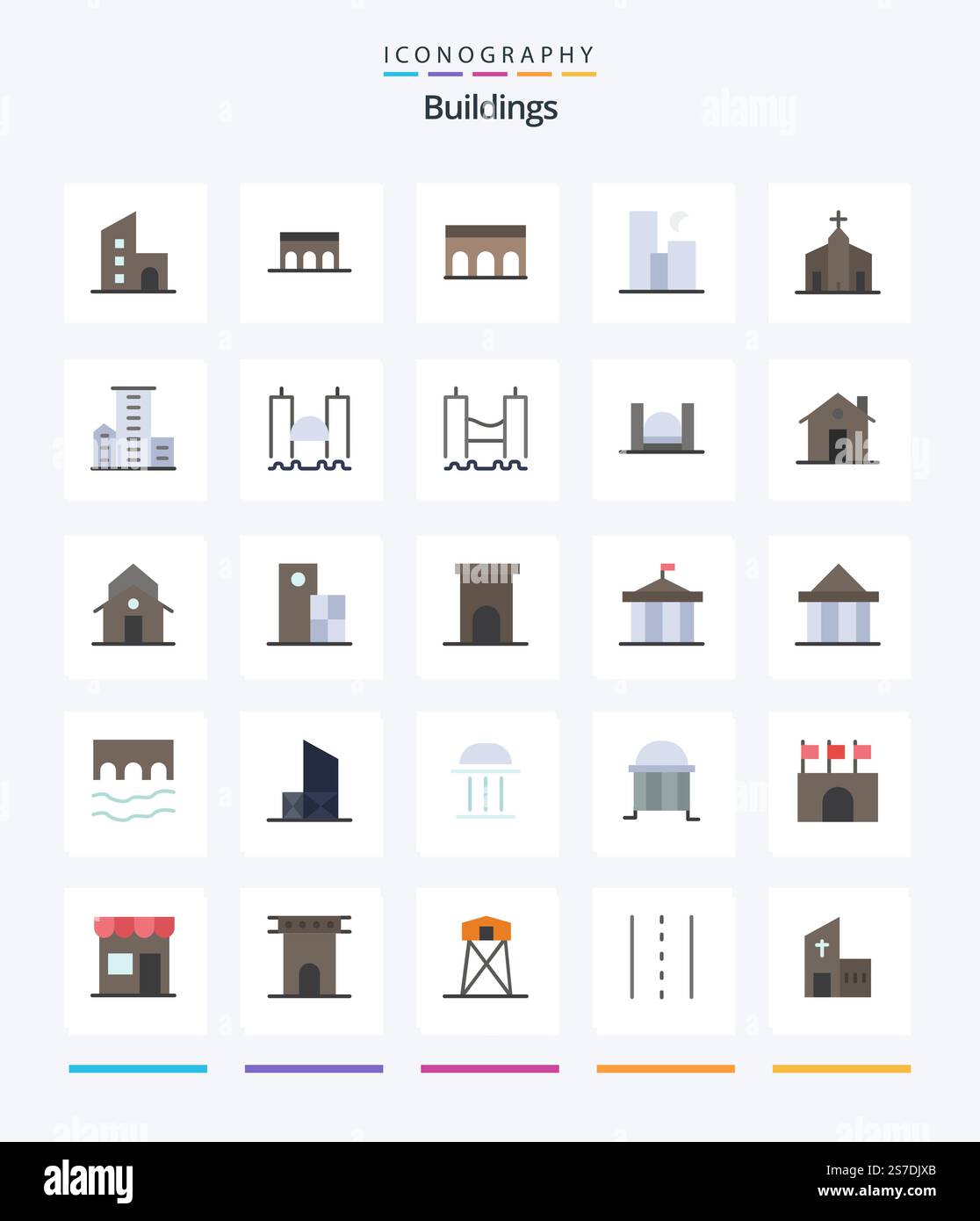 Creative Buildings 25 Flat icon pack Such As church. building. historic ...