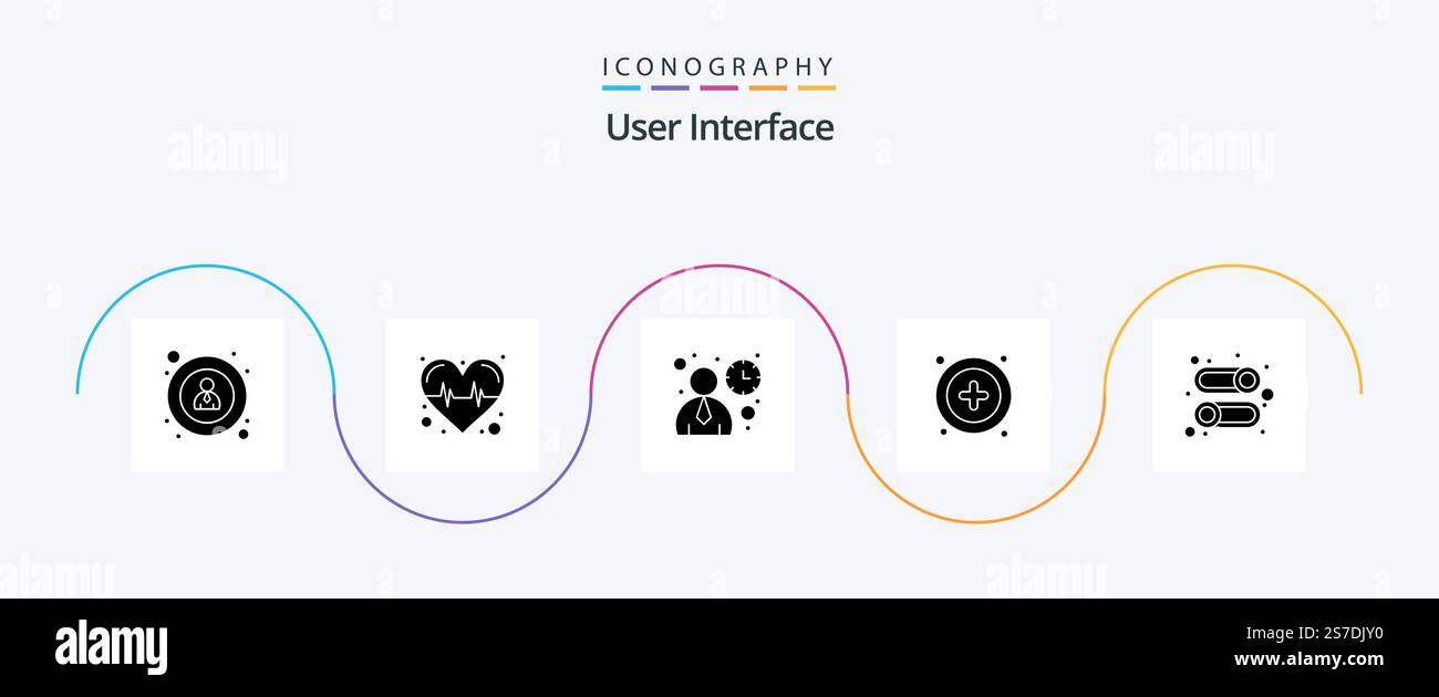 User Interface Glyph 5 Icon Pack Including . user. user. interface. user Stock Vector