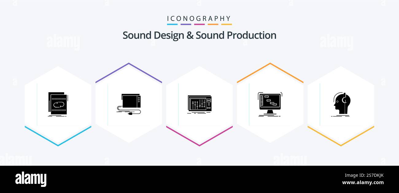 Sound Design And Sound Production 25 Glyph icon pack including daw ...
