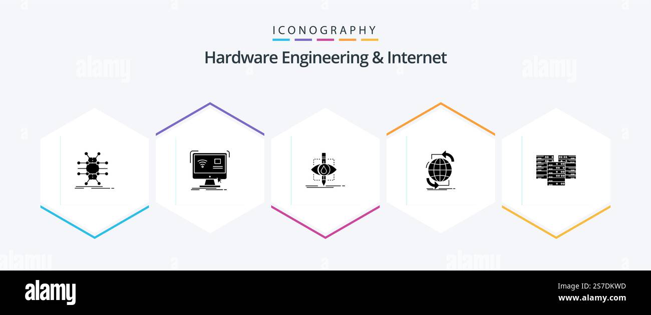 Hardware Engineering And Internet 25 Glyph icon pack including internet. connectivity. remote. science. pollution Stock Vector