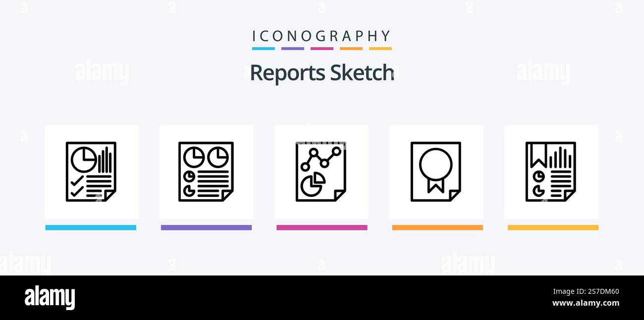 Reports Sketch Line 5 Icon Pack Including page. data. page. report ...