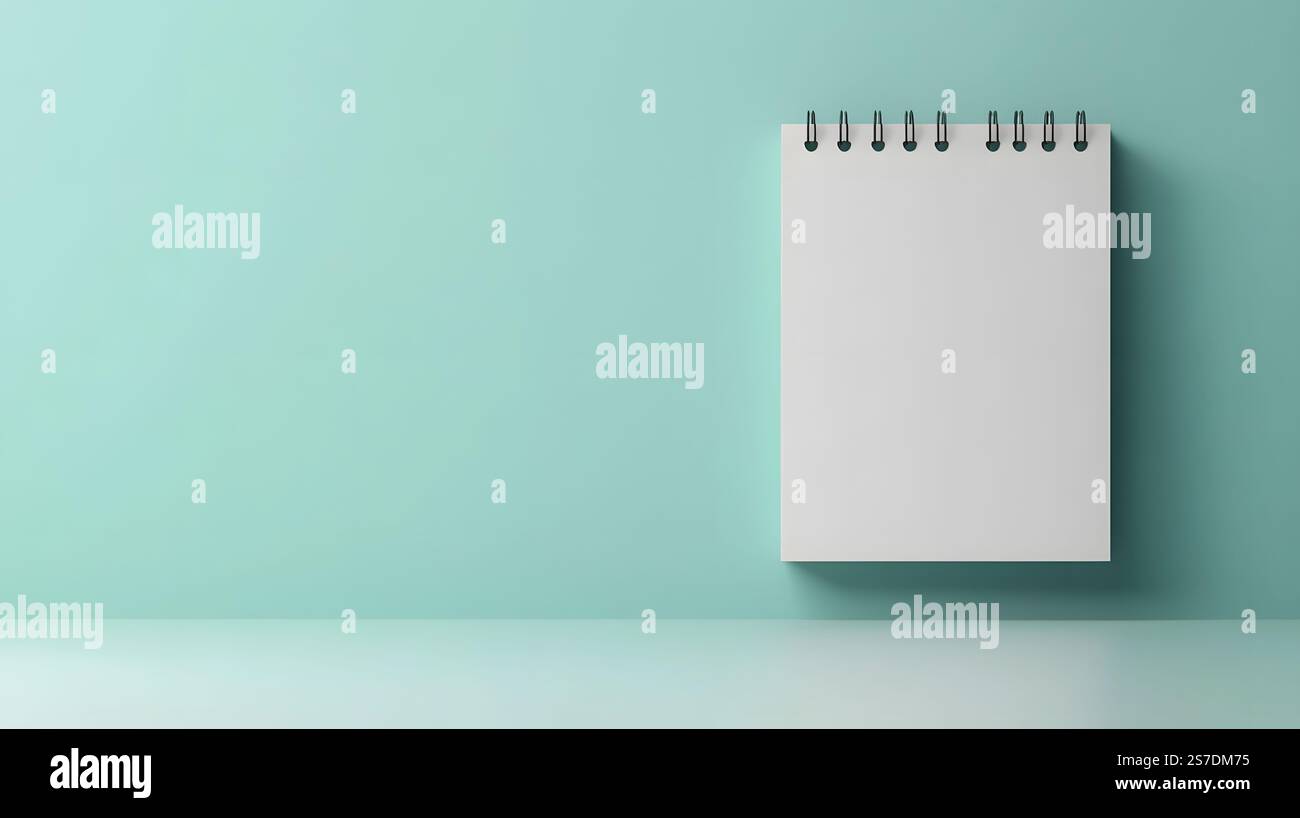 Minimalist Desk Calendar with Spiral Notebook on Pastel Gray Background ...