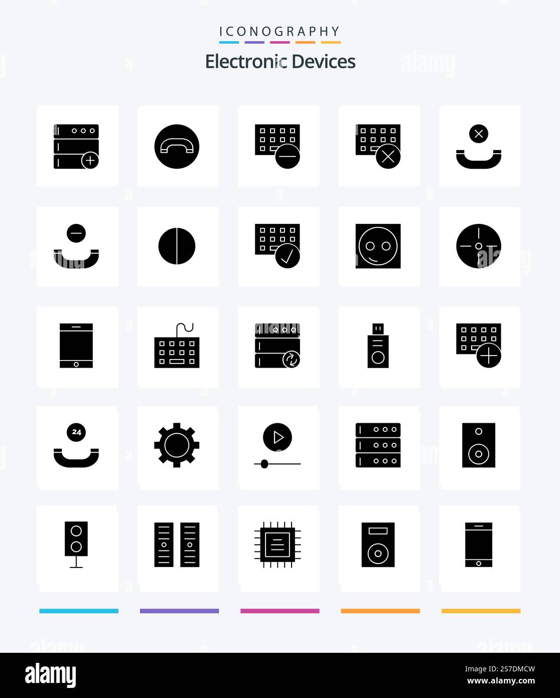 Creative Devices 25 Glyph Solid Black icon pack  Such As computers. digital. gadget. antialiasing. handset Stock Vector