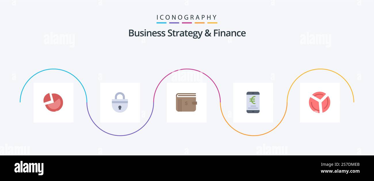 Business Strategy And Finance Flat 5 Icon Pack Including euro. mobile ...