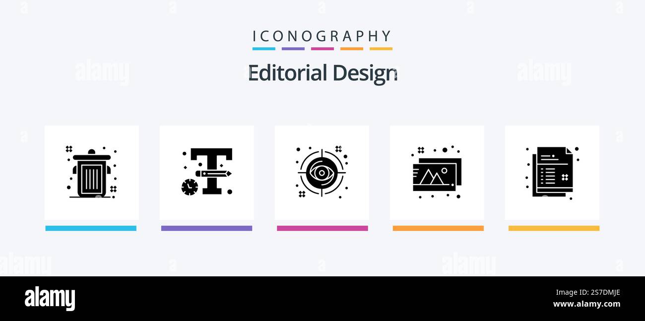Editorial Design Glyph 5 Icon Pack Including drawing. creative. focus ...