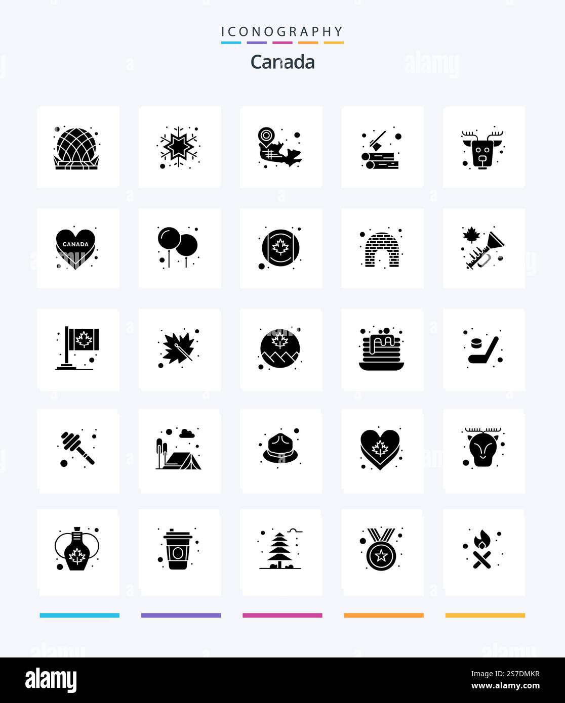 Creative Canada 25 Glyph Solid Black icon pack  Such As canada. outdoor. canadian. wood. log Stock Vector