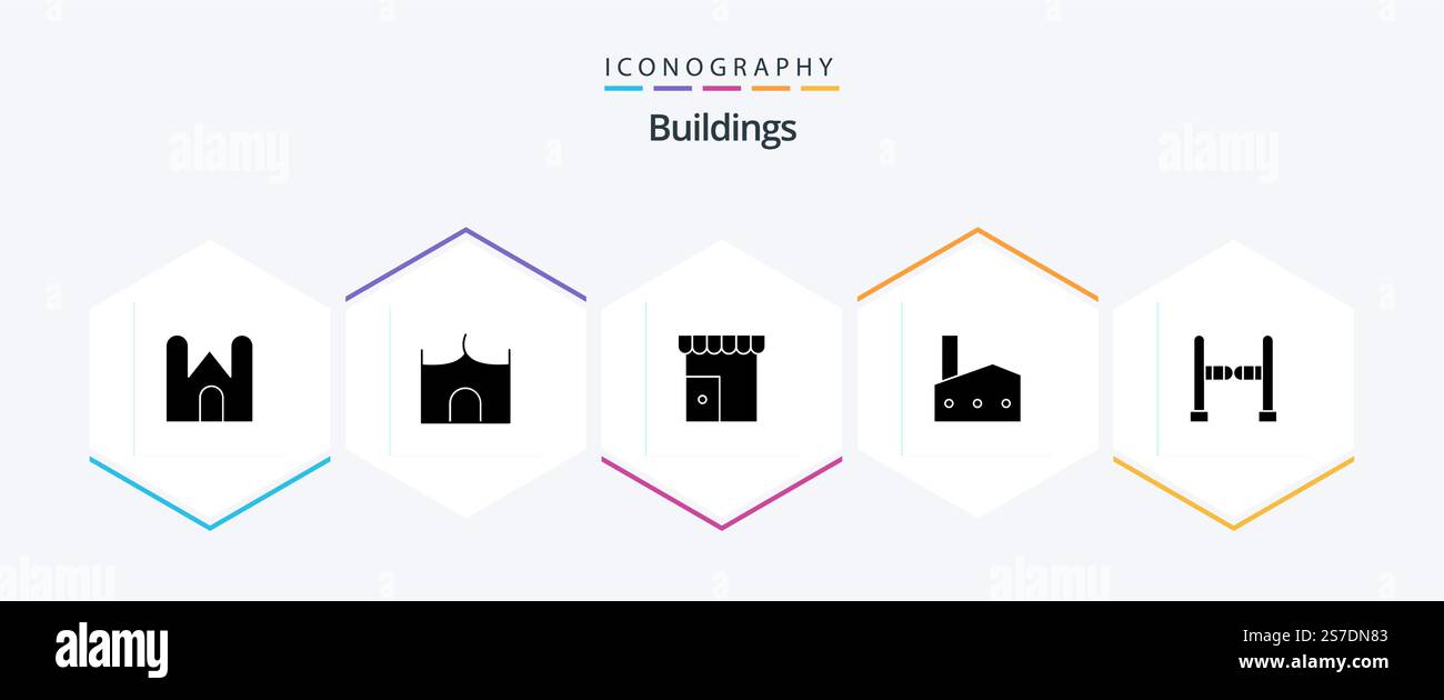 Buildings 25 Glyph icon pack including swing. entrance. shop. nuclear ...