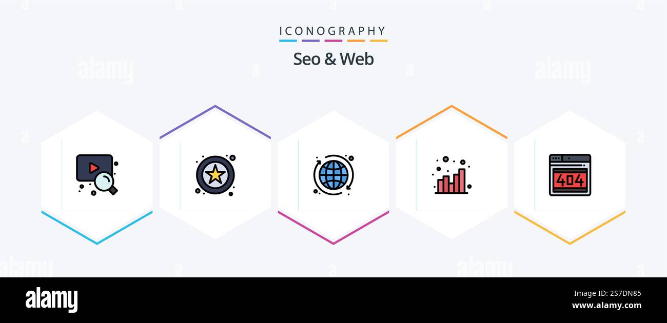 Seo and Web 25 FilledLine icon pack including . webpage. internet. web. web Stock Vector