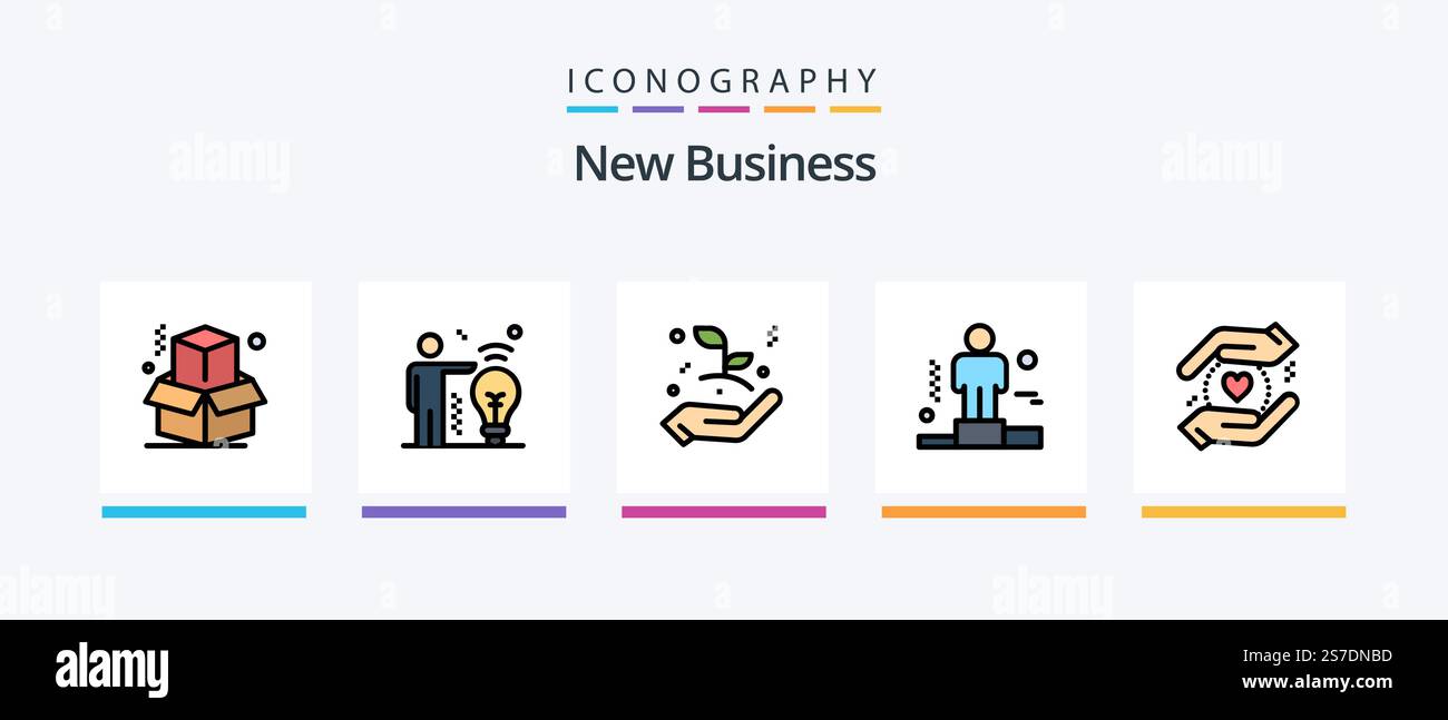 New Business Line Filled 5 Icon Pack Including business . people. flag ...