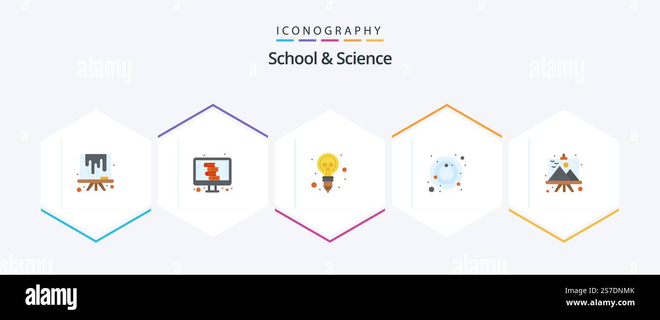 School And Science 25 Flat icon pack including frame. bulb. planets ...