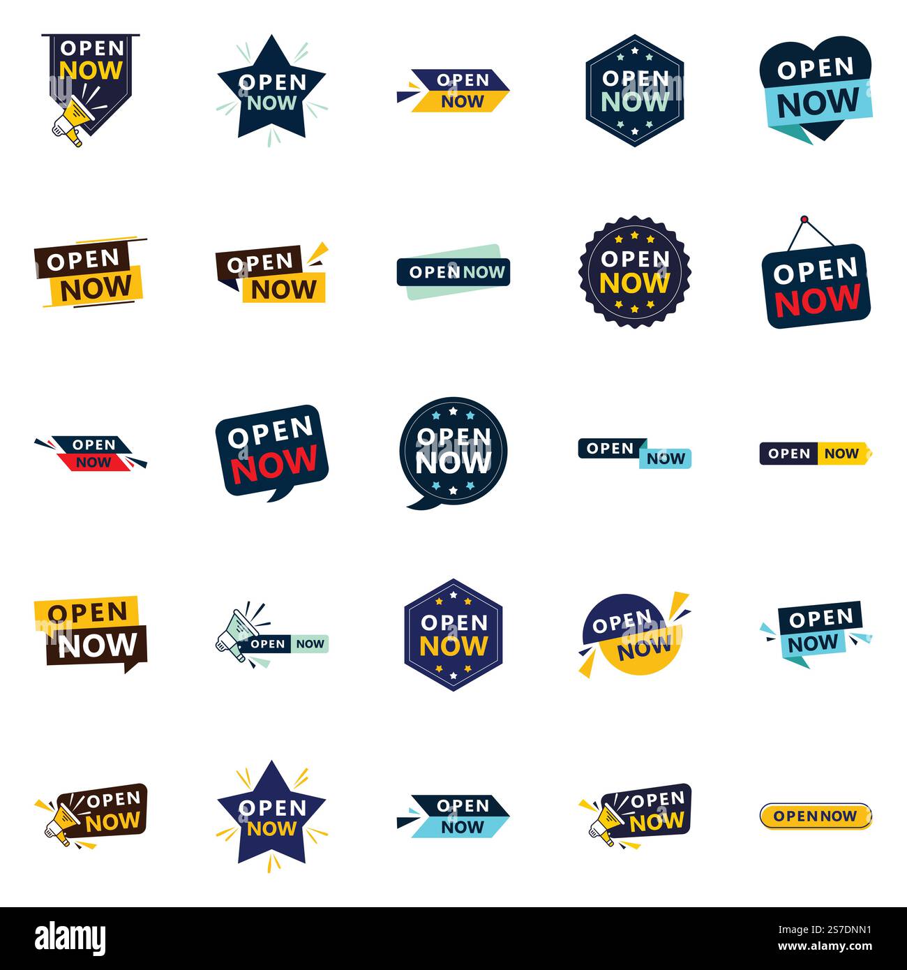 Open Now Vector Pack 25 Different Designs Stock Vector Image & Art - Alamy