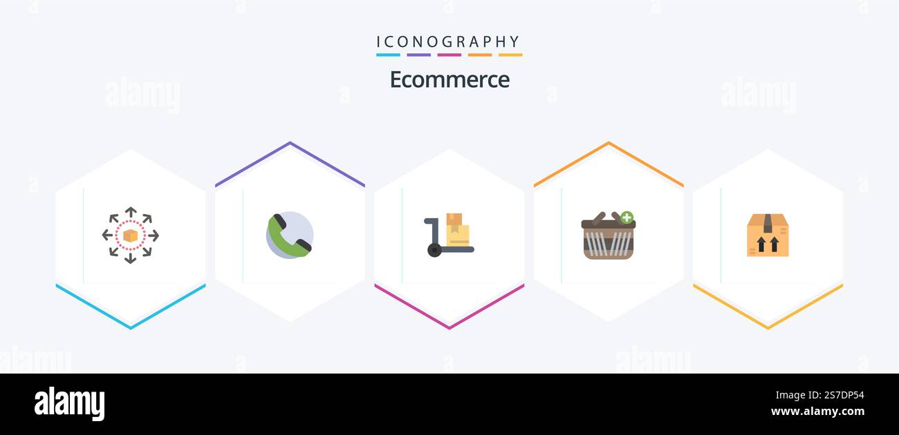Ecommerce 25 Flat icon pack including . ecommerce. ecommerce. box. shopping Stock Vector