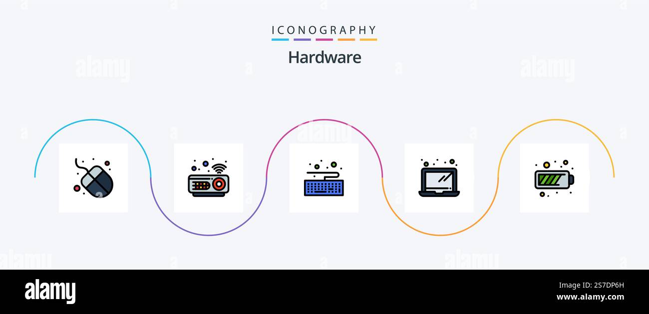 Hardware Line Filled Flat 5 Icon Pack Including . energy. type. mobile ...